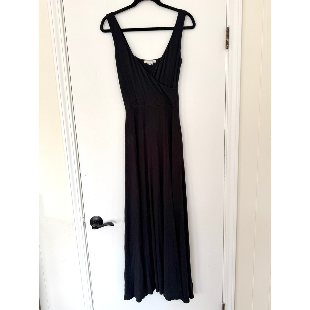 Boden Annecy Black Sleeveless Faux Wrap Maxi Dress V-Neck Pockets Size 6 - Picture 2 of 11